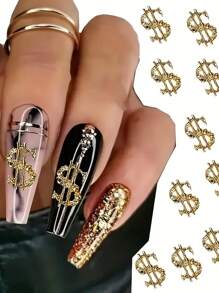 15pcs Alloy Money Dollar Nail Charms 3D Golden&Silvery Dollar Sign Nail Art Charms Nails Design Nail Decorations For Women S Nailcharms