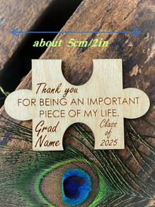 1pc Personalized Wooden Puzzle Refrigerator Magnet, Can Customize Name Text, Graduation Party Thank You, Graduation Gift For Guests, 2025 Graduate Souvenir, Custom Wooden Magnet