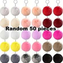 52 Stücke Herzförmiger Flauschiger Bommel Schlüsselanhänger Set, DIY Bastelset beinhaltet 12 Stücke Fellbälle, 20 Stücke Metallringe und 20 Stücke Schlüsselanhänger, ideal als Schlüsselanhänger für Frauen, Taschenanhänger, Valentinstag Geschenk, Autoaccessoires, Schule