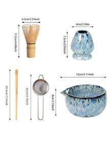 1pc/3pcs/4pcs Ceramic Matcha Set, Matcha Bowl, Matcha Whisk, Matcha Cup, Stirrer, Tea Scoop, Tea Bowl Set, Matcha Making, Dessert Pastry Making, Tea Drink Making Tools Set, Japanese Gift Box Tea Set, Song Dynasty Matcha Whisk Tool Set Back To School - Multicolor - View 20