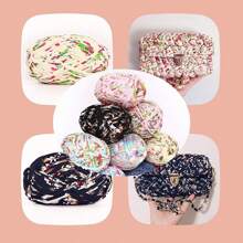 3 pièces Ruban de satin en polyester, environ 300g, mélange multicolore de fil doux en tissu - pour pantoufles au crochet DIY, sacs, panier de rangement (design d'emballage assorti)