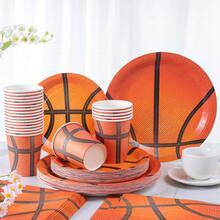 7/9 Inch Basketball Theme Paper Plates, Napkins, Party Supplies - Disposable Basketball Tableware Set, Sports Fan Birthday Party Decorations - Multicolor - View 3