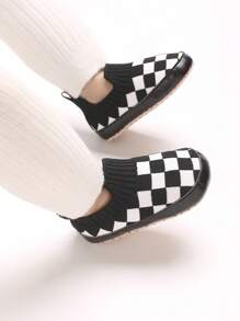 春秋季软底防滑婴儿鞋 0-12 个月，透气防滑室内/室外幼儿男童鞋 - 黑色 - 查看 1