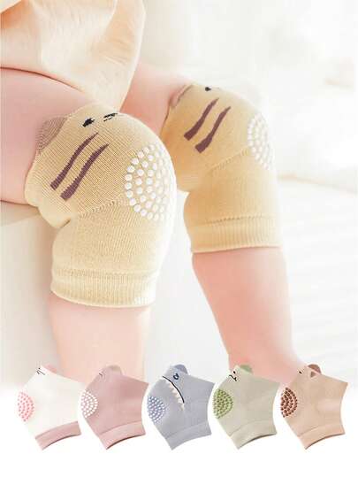 2 miếng đệm đầu gối và khuỷu tay cho bé, miếng bảo vệ đầu gối chống trượt khi bò với thiết kế hình mặt cười, miếng đệm đầu gối ấm áp cho trẻ em