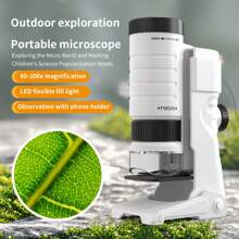 1 szt. Dziecięcy przenośny mikroskop 60X-200X Zestaw do eksperymentów naukowych, zabawka edukacyjna dla chłopców i dziewcząt, prezent dla uczniów szkół podstawowych