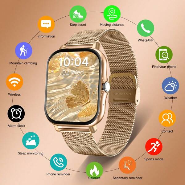 Orologio smartwatch universale 2025 per uomini e donne, smartwatch da donna con schermo ad alta definizione, schermo a colori curvo da 1,83 pollici ad alta definizione, touch screen completamente funzionale, smartwatch sportivo compatibile con più lingue, funzione di ricarica senza fili, lettore musicale, funzione di chiamata telefonica, notifiche di messaggi, adatto per Android e iOS, per scuola, sport, riunioni