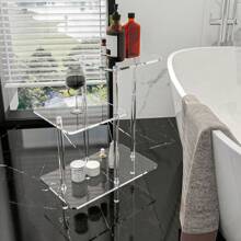 1pc Transparent Acrylic Side Table, Modern Design, Easy Assembly, Space Saving, Multifunctional Nightstand Suitable For Living Room, Bedroom, Hallway, Bathroom