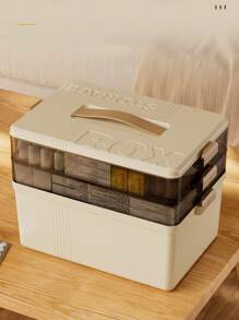 1 pieza Organizador de medicina de plástico de 3 niveles, caja organizadora de medicina, caja de almacenamiento de medicina portátil con ventana de visualización, caja organizadora de medicina de plástico, inodora, segura para alimentos, caja de almacenamiento médico multifuncional para el hogar, con cierre, compartimientos y asa. Para uso doméstico, dormitorio, dormitorio, baño, viajes al aire libre, almacenamiento debajo de la cama, viajes y oficina, color blanco.