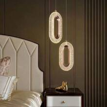 Lampada a sospensione moderna a forma di mezzaluna LED dorata, paralume ellittico in acrilico, temperatura di colore regolabile da 3000K a 6000K, luce a soffitto LED dimmerabile, adatta per isola della cucina, sala da pranzo, camera da letto - Luce a sospensione circolare con cavo regolabile