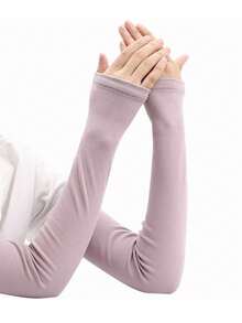 1 Pair Cashmere Warm Arm Warmers, Long Sleeve Covers For Women & Men, Thick Arm Sleeves For Driving, Autumn/Winter - Various - View 17