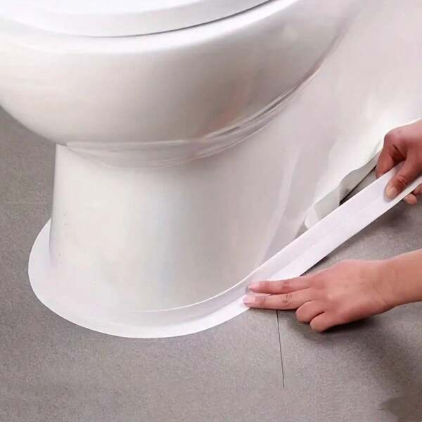 1.5" X 10.5Ft Magic Seal Tape - Instant Waterproof Toilet & Bathroom Caulk Strip, No Mess Self-Adhesive Seal For Sink, Shower, Bathtub Edges - Includes Sealing Tool! (PVC Durable)"