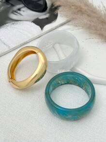 1 pieza Brazalete ancho de resina vintage bohemio exagerado, joyería unisex casual y lujosa para fiestas, idea de regalo de brazalete de metal