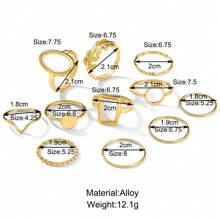 11 pièces/Set Bague de réunion à motif de feuille d'arbre géométrique, bijoux de style créatif et unique pour femmes élégantes