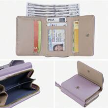 1pc Korean Style Bow Design Short Wallet Fashion Minimalist PU Leather Tri-Fold Coin & Card Purse Suitable For Girls Women Office Ladies Great For Work Business Trip Commuting Outing Travel