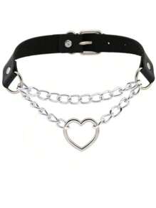 Collier tour de cou , collier Ras-du-cou gothique en forme de cœur style punk rock