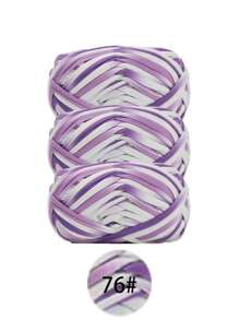 3 pièces Ruban de satin en polyester, environ 300g, mélange multicolore de fil doux en tissu - pour pantoufles au crochet DIY, sacs, panier de rangement (design d'emballage assorti)