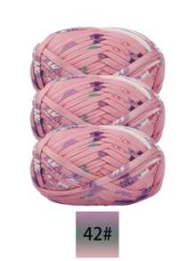 3 pièces Ruban de satin en polyester, environ 300g, mélange multicolore de fil doux en tissu - pour pantoufles au crochet DIY, sacs, panier de rangement (design d'emballage assorti)
