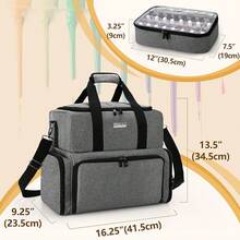 Double Layer Nail Polish Organizer - For 80 Bottles (15 Ml - 0.5 FL.Oz) And UV Nail Lamp, Nail Polish Bag With 2 Detachable Pockets (Only Bag), Brevettato, Purple - 灰色的 - 查看 7