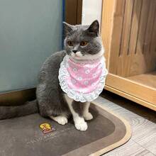 1pc INS Korean Style Pet Bib Scarf, Fashion Bear Design Saliva Bib For Small Dogs, Teddy, Cats, Cartoon Cute Print Pet Scarf, Washable, Suitable For Christmas, Halloween Holidays
