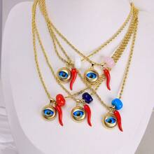 1 件土耳其邪眼项链幸运蓝眼灯工吊坠红辣椒饰物男女通用时尚珠宝项链 - 時尚項鍊 - 查看 2