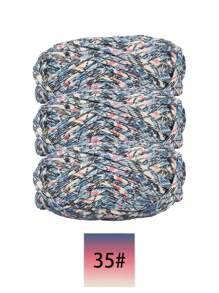3 pièces Ruban de satin en polyester, environ 300g, mélange multicolore de fil doux en tissu - pour pantoufles au crochet DIY, sacs, panier de rangement (design d'emballage assorti)