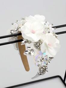 1pc Handcrafted Artificial Flower Fabric Hairband With Rhinestone Baroque Design, Great Valentine's Day Gift, Hairband Headband For Women ,Hair Accessories - Red - View 21