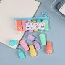 Set di 6 mini evidenziatori a forma di zampina di gatto a forma di macaron, con colori morbidi per la protezione degli occhi, essenziali per la marcatura/decorazione manuale degli studenti, strumento per revisione esami/prendere appunti, design portatile! Ritorno a scuola