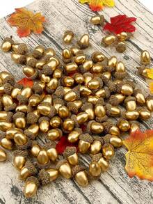 50pcs/Set Artificial Golden Acorn, Decor For Home, Kitchen, Holidays, Christmas And Autumn Table, Made Of Plastic, Battery-Free, Corded-Free,Fake Plants Home Decor Christmas Decorations Room Decor - Multicolor - View 2