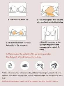 1 对双面自粘胸垫，胸垫粘性垫，可重复使用衬垫，胸罩比基尼隐形加厚胸垫防水游泳