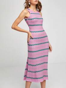 Women Sweater Dresses - Pink - View 1