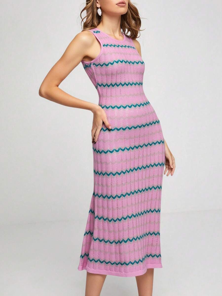 Women Sweater Dresses - Pink - View 1