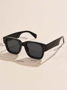 1 Stück Damen quadratischer kleiner Rahmen personalisierte Plastik schwarz Vintage Niet klassisch minimalistisch lässig Retro Steampunk hochwertig europäisch amerikanisch Straße Snapshop vielseitige Mode Brille