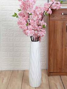 1pc Bohemian Style Large Cylindrical Plastic Vase With Wave Pattern, Modern Home Decor Vase For Living Room, Kitchen, Bedroom, Suitable For Fresh Flowers And Dried Flowers - Multicolor - View 1