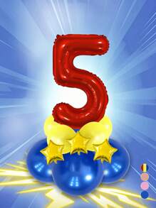 12 Stücke/Set rote große Zahlen 0-9 Ballons, Stern Ballons, Geburtstags Deko Ballons, blaues und gelbes Ballonset, geeignet für Geburtstag, Party Deko, Jahrestag, Abschluss, Vatertag Deko Geschenke