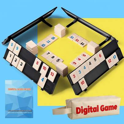 拉米牌游戏套装，包括 4 个游戏架、106 块牌和便携式手提包 - 经典旅行棋盘游戏，适合成人和青少年，非常适合游戏之夜和聚会