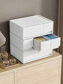 Stapelbare, weiße Aufbewahrungsschublade, Schreibtisch-Aufbewahrungsbox, Schulbedarf-Stationery-Aufbewahrung, Organisator für Zuhause, Schreibtisch-Utensilien für Kosmetik, Schmuck und Kleinigkeiten, einstellbare Kombination für Schlafzimmer, Wohnzimmer, Badezimmer, Dorm, Raumdekoration, Organisation und Aufbewahrung, Heimdekoration, Parfümorganisator, Raumdekorationsmaterialien, Schreibtischzubehör, Badorganisation und -aufbewahrung für Frauen, Reiseessentials, Geschenk, Rückkehr zur Schule