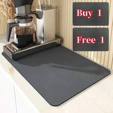 Estera absorbente de cocina súper absorbente, estera antideslizante para drenaje de platos de café, estera de secado rápido para drenaje de baño, estera de vajilla - Caqui - 2 piezas - Ver 1