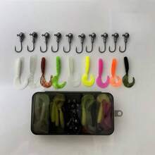 40pcs Soft Lure Soft Worms + 10pcs Lure Jighead Kit Box - A - View 3