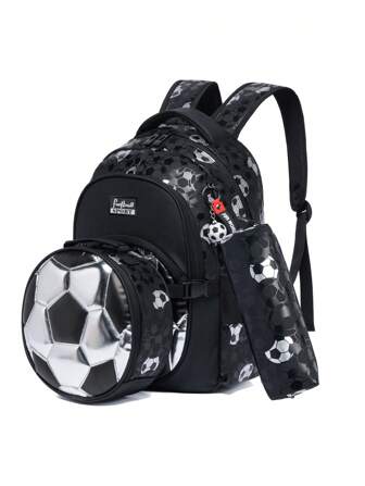 3 件套儿童休闲背包套装，含午餐盒和铅笔盒，轻质尼龙材质，防水耐用，加厚肩带，独特图案设计，深受孩子们的喜爱，可拆卸午餐盒，是上学、旅行、徒步旅行、露营、返校、圣诞节、新年、生日的最佳礼物