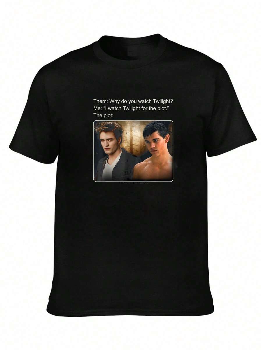 2025 New T-ShirtTwilight Movie Poster With Edward And Jacob. - Black - View 1