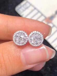 1 Paar runde elegant verzierte Zirkonia Ohrstecker, geeignet für Hochzeitskleider von Frauen, Dates, Valentinstaggeschenk