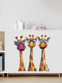 1pc Funny Colorful Cute Giraffe Wall Sticker Suitable For Living Room, Bedroom, Study PVC Material, Vinyl Decal For Home Decorations, Home Decoration Items Refresh Your Home - Multicolor - View 11