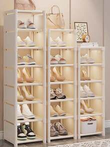 1 件黑白多层鞋架，3/4/5/6/7 层鞋子收纳柜，防尘鞋盒，家用大容量鞋子收纳盒 - 白色 - 查看 5