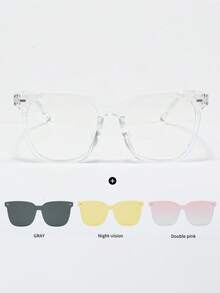 1 chiếc kính kẹp nam châm cho nữ, gọng và tròng kính bằng PC Polycarbonate chất lượng cao, thời trang, đa năng cho trang phục thường ngày, tiệc tùng, biểu diễn trên sân khấu - Nhiều màu - Xem 10