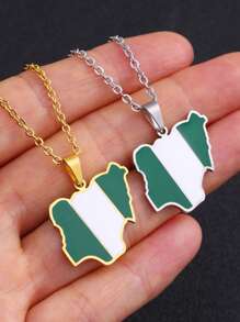 Nigeria Necklace 18K Gold-Plated Africa Map Pendant For Women And Men Nigeria Jewelry Gift Stainless Steel, Stainless Steel, No Gemstones -The Best Gift For Family Members