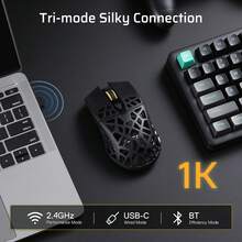 Tri-Mode Wireless Gaming Mouse, 79g Ultra-Light Honeycomb Ergonomic Gaming Mouse, PAW3104 Sensor, 6-Level DPI 4800, 6 Programmable Buttons, Pro Software - trắng - Xem 9