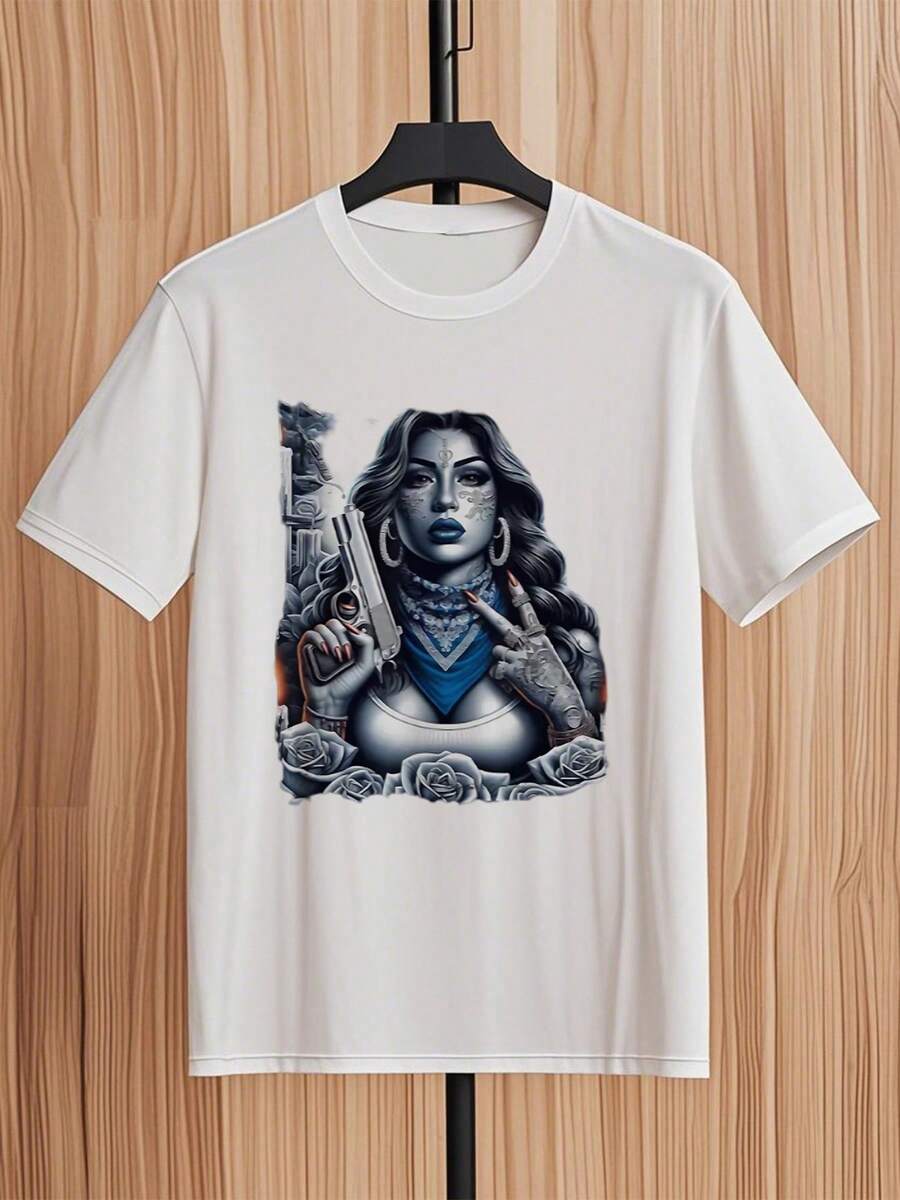 1pcs Lowrider Men's Funny TShirts Chicano Style Funny TShirts 100% Pure Cotton Ideal For Casual Wear And Street Style - White - View 1