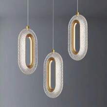 Lampada a sospensione moderna a forma di mezzaluna LED dorata, paralume ellittico in acrilico, temperatura di colore regolabile da 3000K a 6000K, luce a soffitto LED dimmerabile, adatta per isola della cucina, sala da pranzo, camera da letto - Luce a sospensione circolare con cavo regolabile
