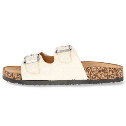 Glitterende kurkslippers met dubbele gesp voor dames - comfortabele casual schoenen voor de zomer en binnenshuis.