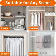 New 2Pcs Spring Tension Curtain Rod,28-48 Inch Adjustable Expandable Prsure  Curtain Tension Rods For , Bathroom, Window,Home - 28 - 48- 2 Pack - View 5